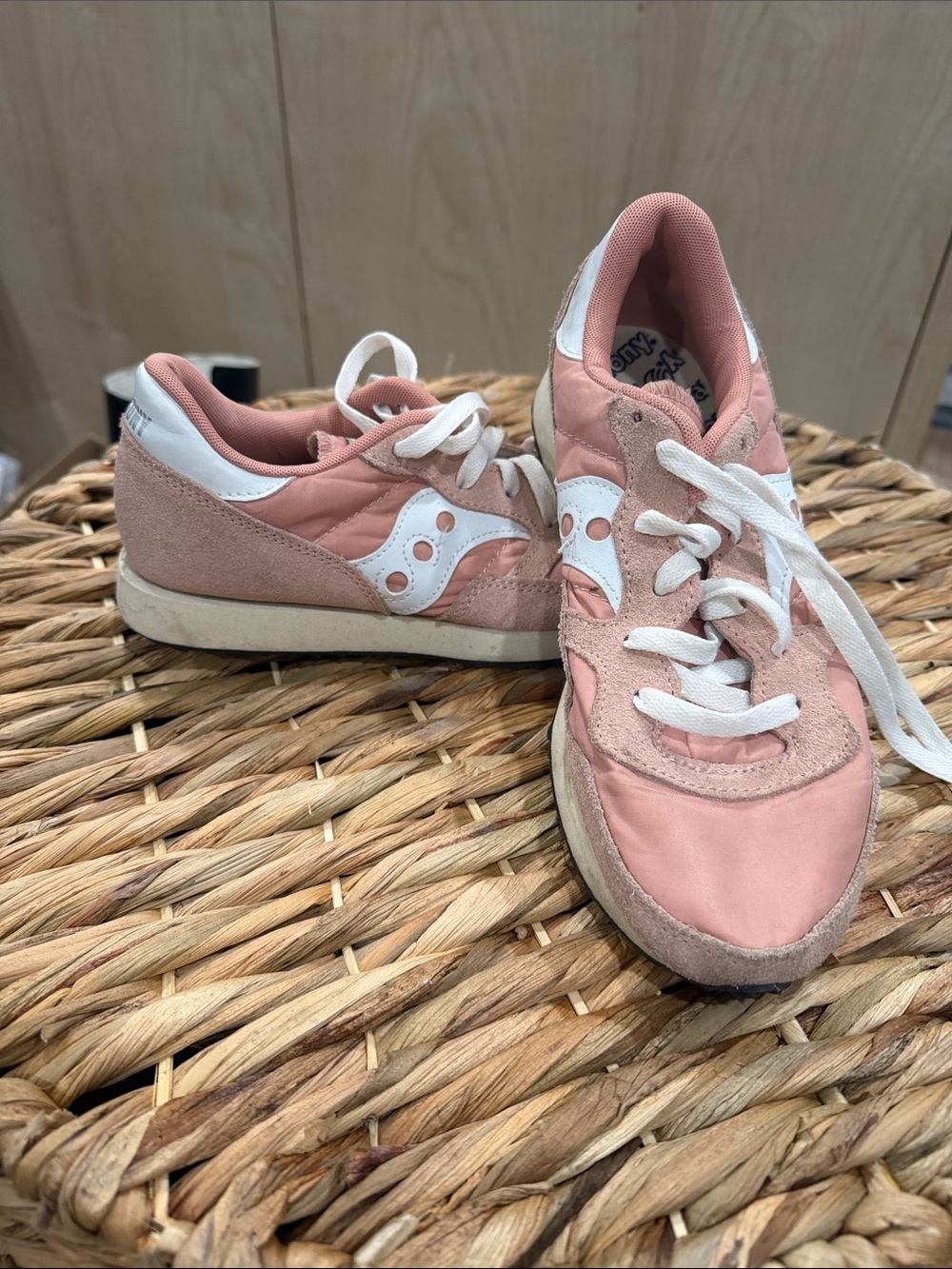 Saucony Soft Pink and White Retro Runners